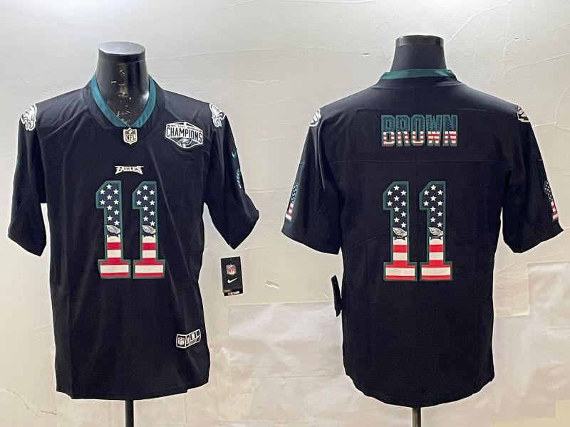 Men Philadelphia Eagles #11 Brown Black National Flag 2025 Nike Vapor Limited NFL Jersey style 6->philadelphia eagles->NFL Jersey